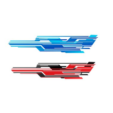 Vektör tasarımı koleksiyon çıkartma araba şeritleri çizgileri. araba gövdesi çıkartmaları