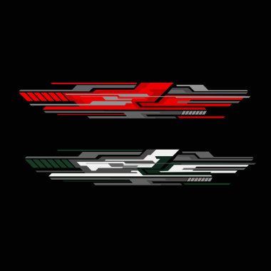 Araba ambalajlama tasarım vektörü. araba modifikasyon etiketleri.