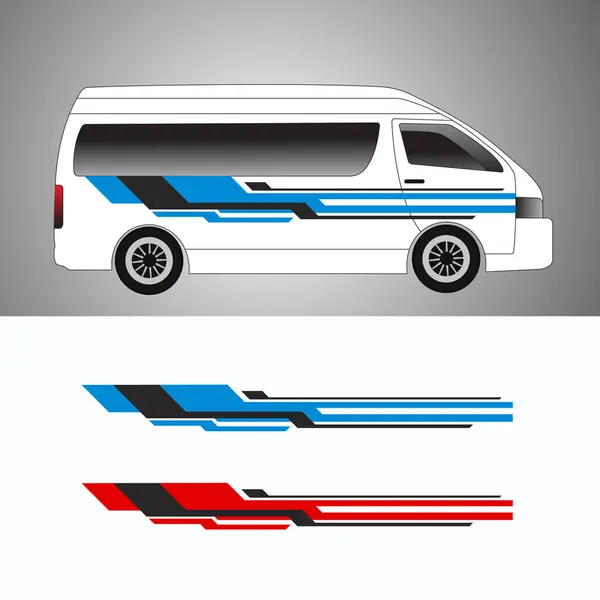 Araba van-decal tasarım vektörü. ticari kamyonet ambalajları.