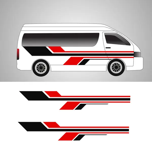 Araba van-decal tasarım vektörü. değiştirilmiş araba çıkartmaları