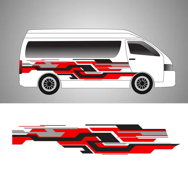 Araba van-decal tasarım vektörü. değiştirilmiş araba çıkartmaları