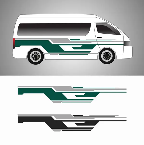 Araba van-decal tasarım vektörü. ticari kamyonet ambalajları.