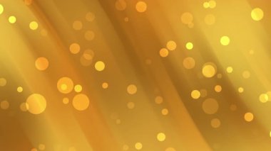 Büyük parlak bokeh daireleri ve pürüzsüz köşegen ışık çizgileriyle altın soyut arkaplan.