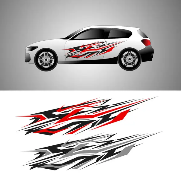 SUV araba ambalaj etiketi çizgili tasarım vektörü