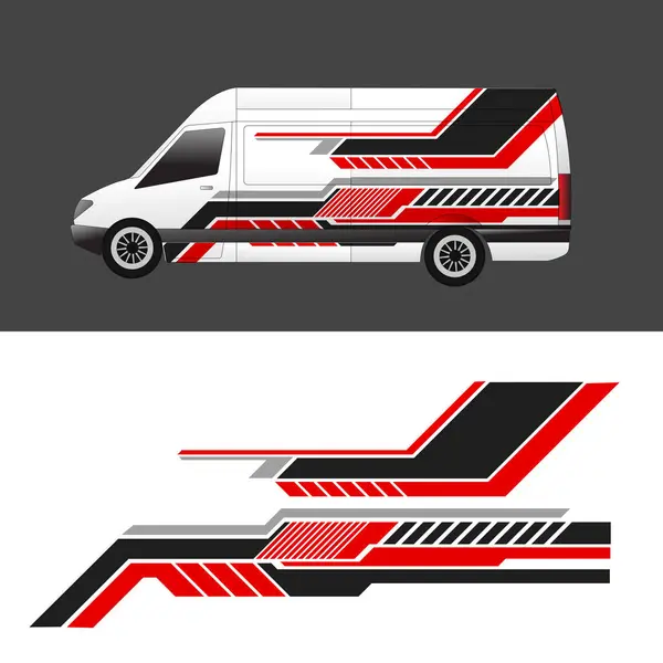 karavan gövde çıkartması tasarım vektörü. Nakliye şirketinin kargo minibüsü.