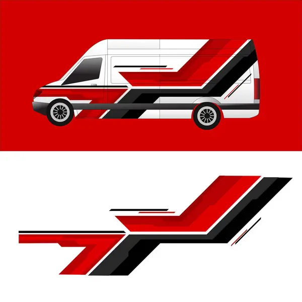 karavan gövde çıkartması tasarım vektörü. Nakliye şirketinin kargo minibüsü.