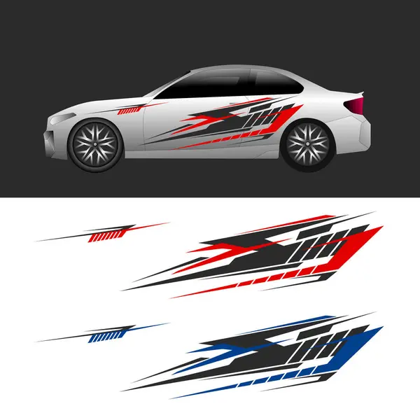 Vinil araba çıkartma tasarım vektörü. Modern araba ambalajları