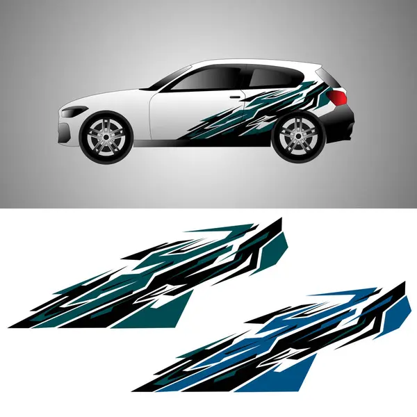 Araba ambalajlama vektörü. Yarış arabası çıkartmaları
