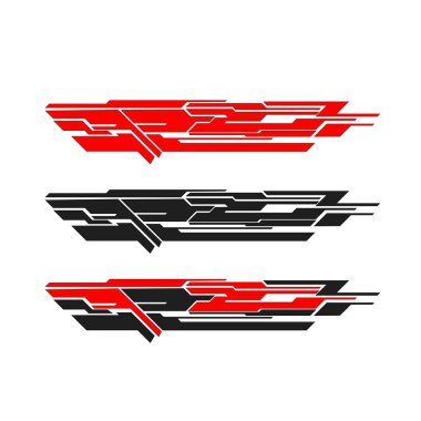 Araba şeridi vücut çıkartması vektörü. Yarış arabası etiketleri