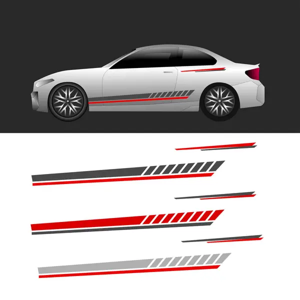 Beyaz sedan araba gövdesi ambalajı için vektör çıkartması.