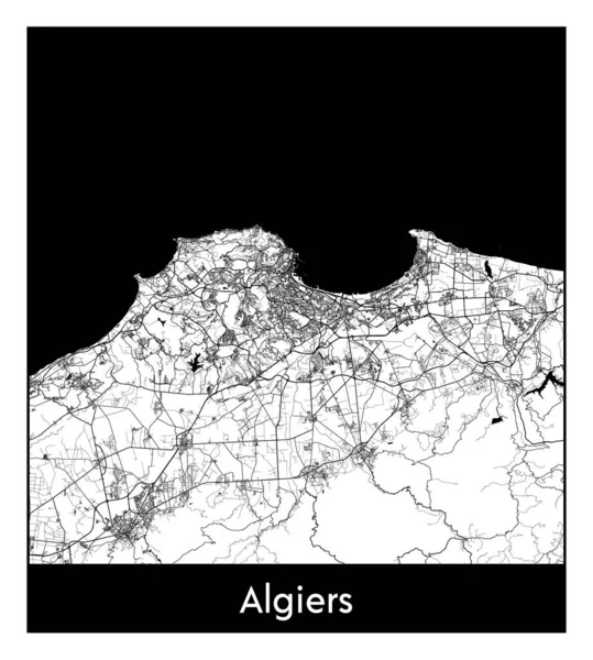 Minimaler Stadtplan Von Algier Algerien Afrika — Stockvektor