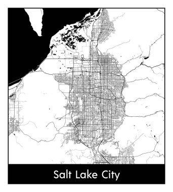 Salt Lake City Birleşik Devletler Kuzey Amerika Şehri haritası siyah beyaz vektör illüstrasyonu