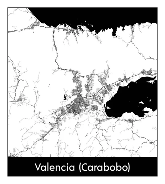 Valencia Carabobo Venezuela Jižní Amerika Mapa Města Černá Bílá Vektorová — Stockový vektor