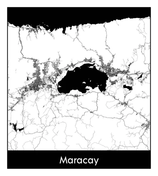 Maracay Venezuela Sudamérica Mapa Ciudad Negro Blanco Vector Ilustración — Vector de stock