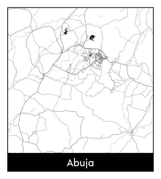 Abuja Nigeria Afrika Stadtkarte Schwarz Weißer Vektor Illustration — Stockvektor