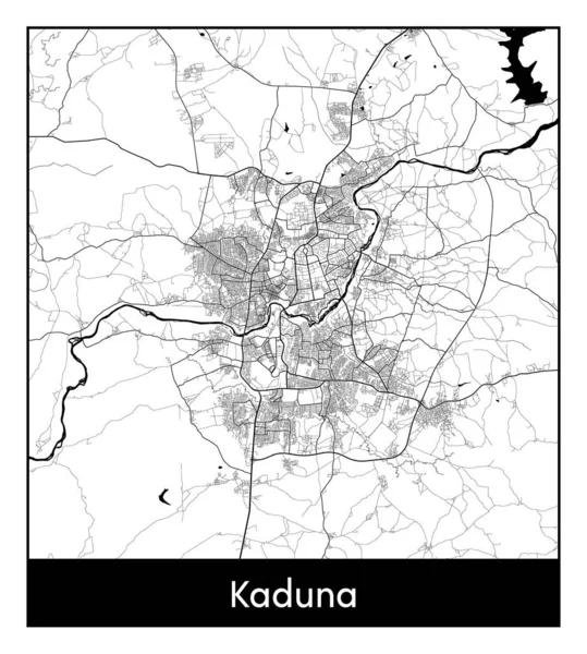 Kaduna Nigeria Afrika Stadtkarte Schwarz Weißer Vektor Illustration — Stockvektor