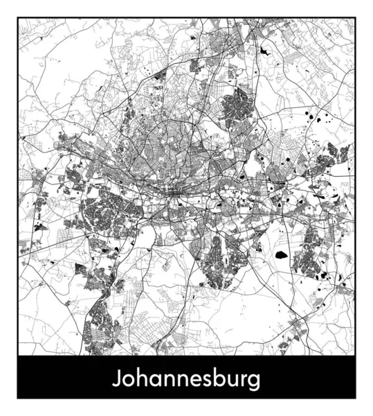 Joanesburgo África Sul Mapa Cidade Ilustração Vetor Branco Preto — Vetor de Stock