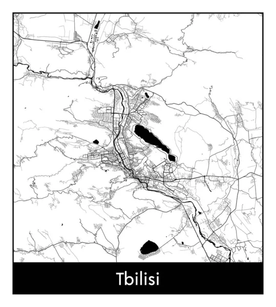 Tbilisi Georgia Asien Stadskarta Svart Vit Vektor Illustration — Stock vektor
