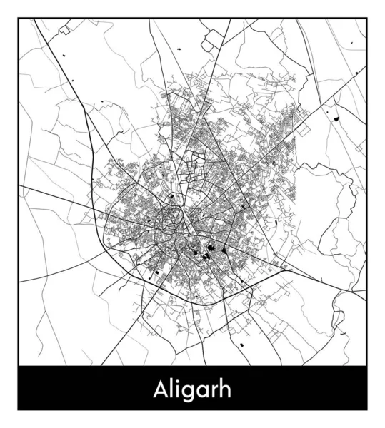 stock vector Aligarh India Asia City map black white vector illustration