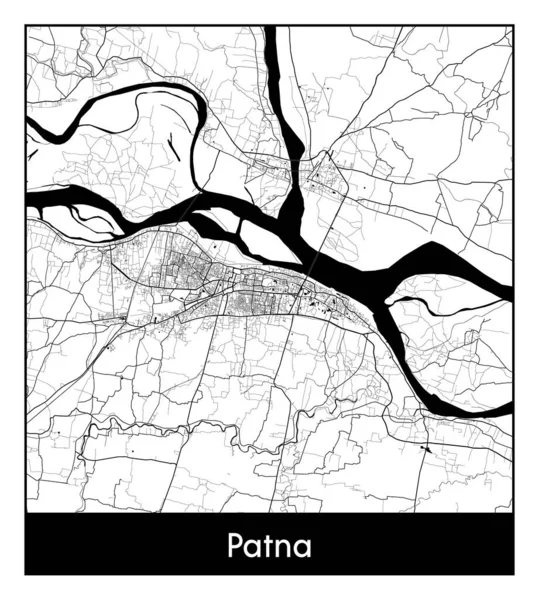 Патна Індія Азія Карта Міста Чорно Біла Векторні Ілюстрації — стоковий вектор