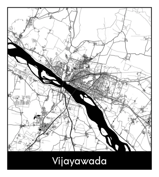 Віджаяда Індія Азія Карта Міста Чорно Біла Векторні Ілюстрації — стоковий вектор