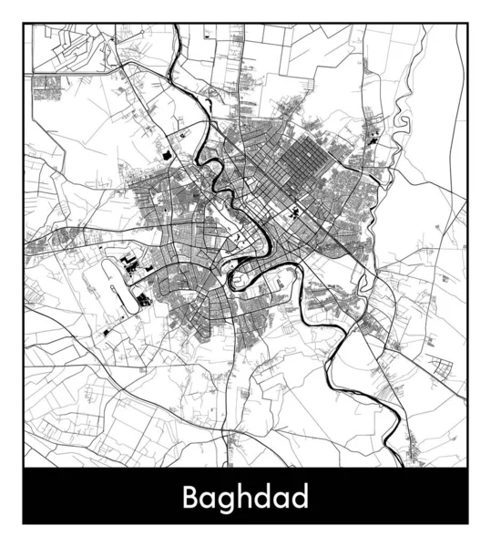 stock vector Baghdad Iraq Asia City map black white vector illustration