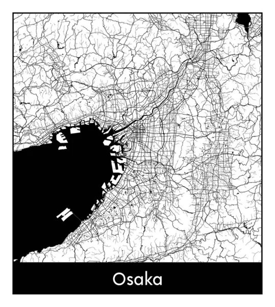 Осака Японія Азія Карта Міста Чорно Біла Векторні Ілюстрації — стоковий вектор