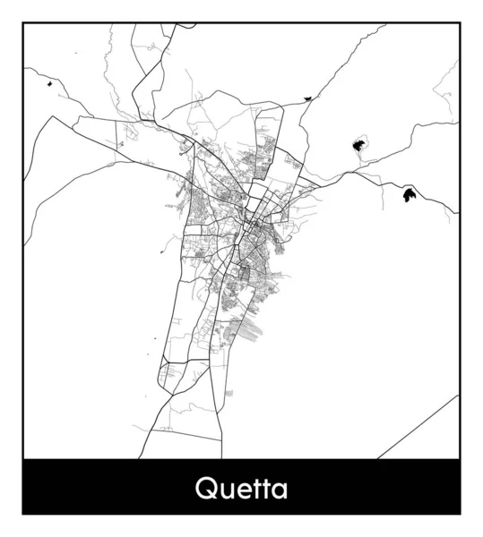 Quetta Pakistán Asia City Mapa Negro Blanco Vector Ilustración — Vector de stock