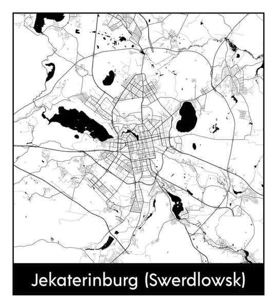 Stock vector Jekaterinburg Swerdlowsk Russia Asia City map black white vector illustration