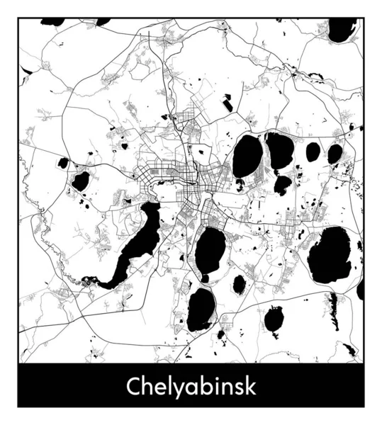 stock vector Chelyabinsk Russia Asia City map black white vector illustration