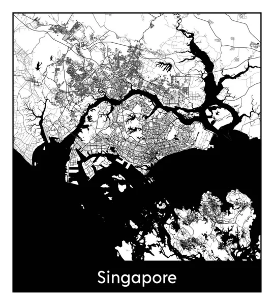 stock vector Singapore Singapore Asia City map black white vector illustration