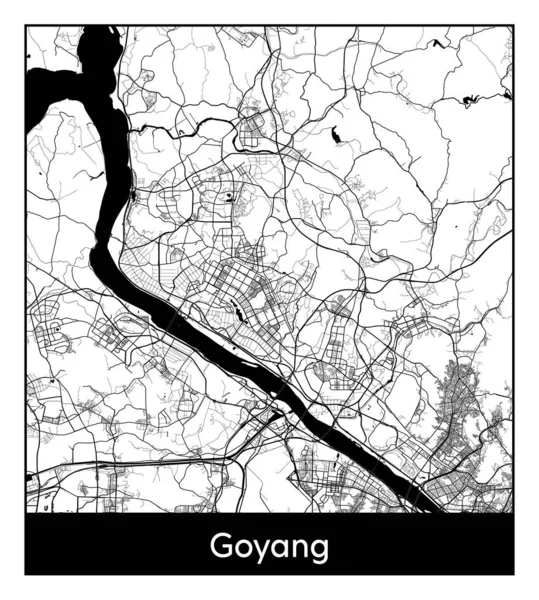 Гоян Південна Корея Азія Карта Міста Чорно Біла Векторні Ілюстрації — стоковий вектор