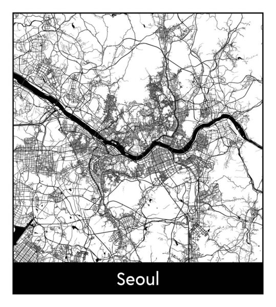 Черно-белая векторная иллюстрация Сеула