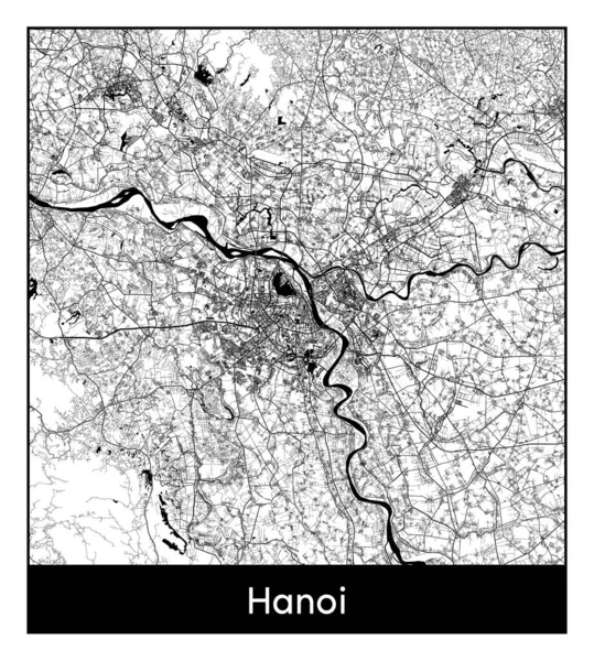 stock vector Hanoi Vietnam Asia City map black white vector illustration