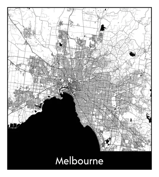 Melbourne Australia City Map Black White Vector Illustration — Stock Vector
