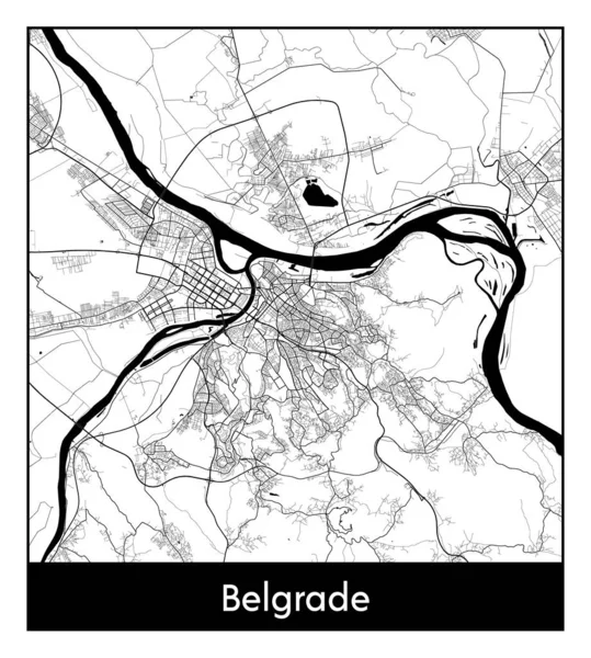 stock vector Belgrade Serbia Europe City map black white vector illustration