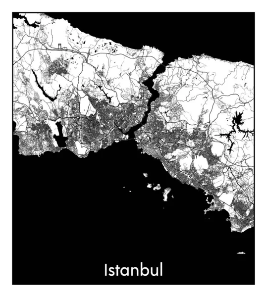 Стамбул Туреччина Європа Карта Міста Чорно Біла Векторні Ілюстрації — стоковий вектор