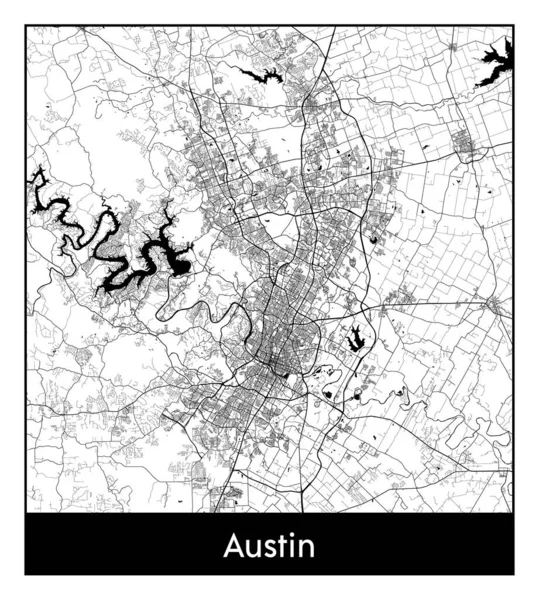 Austin United States North America City Map Black White Vector — Stock Vector