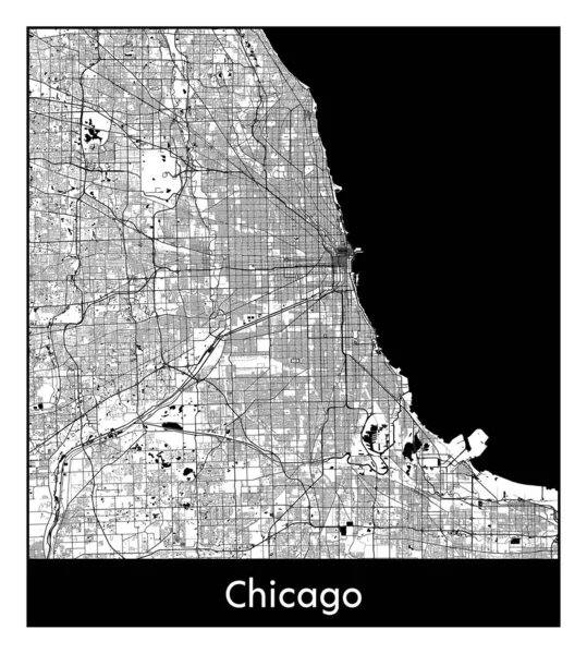 芝加哥美国北美城地图黑色白色矢量图解 — 图库矢量图片