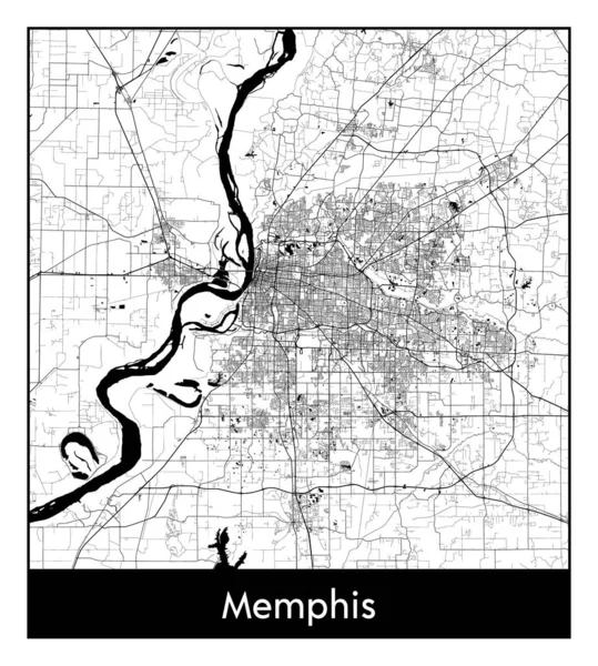 stock vector Memphis United States North America City map black white vector illustration