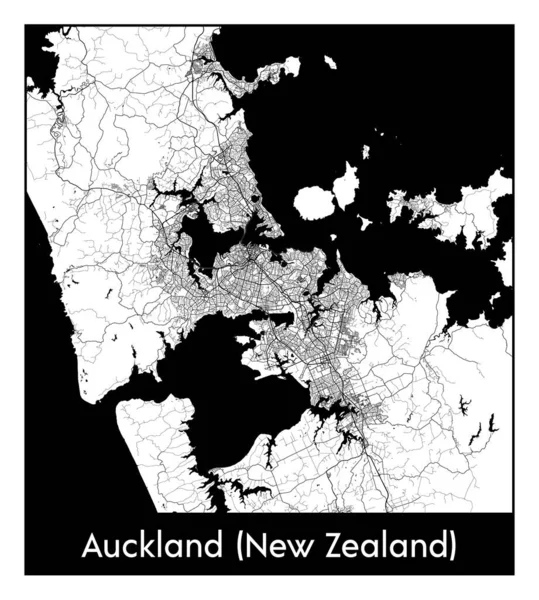 Auckland Nueva Zelanda Nueva Zelanda Oceanía Mapa Ciudad Negro Blanco — Vector de stock