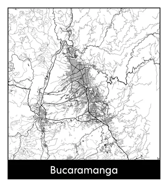 Bucaramanga Kolumbien Südamerika Stadtkarte Schwarz Weißer Vektor Illustration — Stockvektor