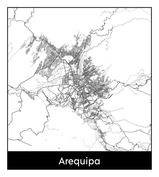 Arequipa Peru Südamerika Stadtkarte Schwarz Weißer Vektor Illustration — Stockvektor