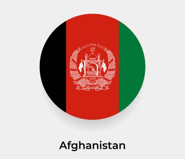 Afganistan bayrak baloncuk daire yuvarlak şekil vektör illüstrasyonu