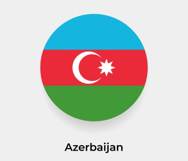 Azerbaycan bayrak baloncuk dairesi yuvarlak şekil vektör çizimi