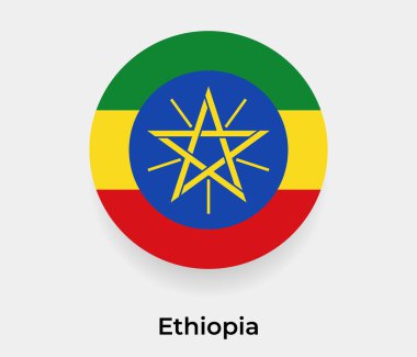 Etiyopya bayrak baloncuk dairesi yuvarlak şekil vektör çizimi