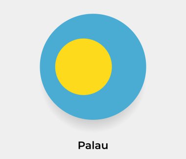 Palau bayrak baloncuk dairesi yuvarlak şekil vektör çizimi