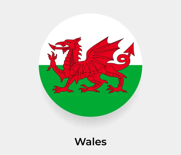 Wales Flagge Blase Kreis Runde Form Symbol Vektor Illustration — Stockvektor