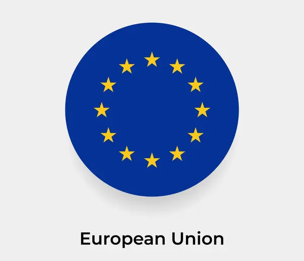 欧洲联盟旗帜泡泡圆形图标矢量插图 — 图库矢量图片