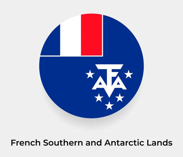 Franse Zuidelijke Antarctische Landen Vlag Bel Cirkel Ronde Vorm Pictogram — Stockvector